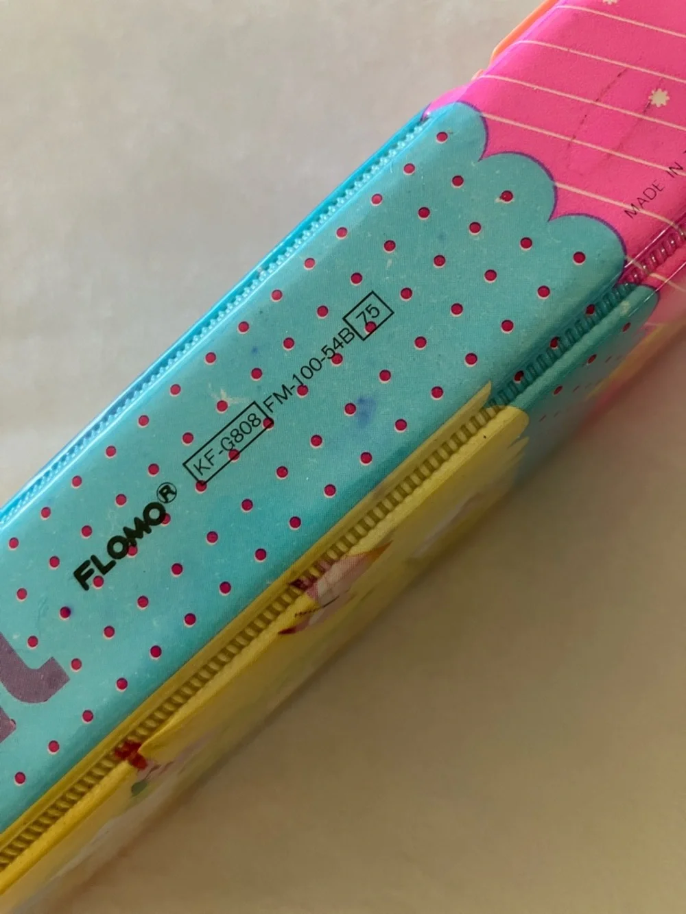 Vintage Japan Flomo Angel Floral Pink & Yellow Pencil Case